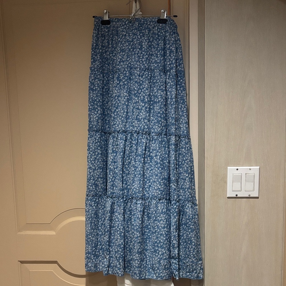 Floral Blue Maxi Skirt